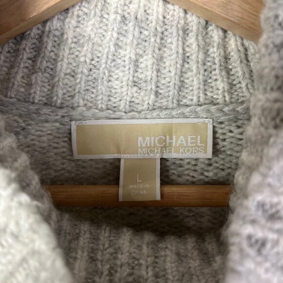 MICHAEL Michael Kors Gray Cowl Neck Alpaca Blend Scoop Hem Knit Sweater L - Picture 6 of 6